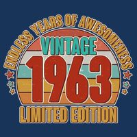 Vintage 1963 Endless Years Of Awesomeness Limited Edition 60th Birthday T-Shirt