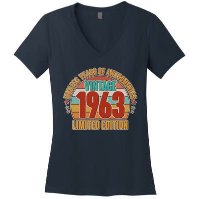 Vintage 1963 Endless Years Of Awesomeness Limited Edition 60th Birthday Women's V-Neck T-Shirt