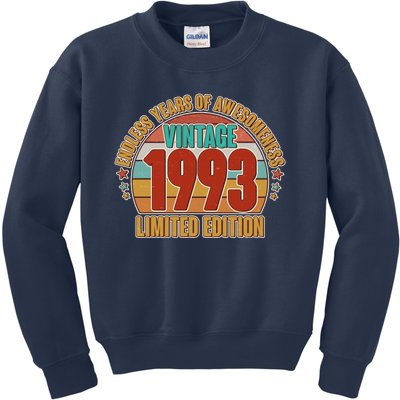 Vintage 1993 Endless Years Of Awesomeness Limited Edition 30th Birthday Kids Sweatshirt