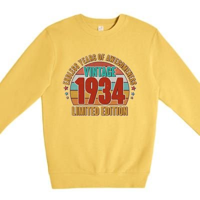 Vintage 1934 Endless Years Of Awesomeness Limited Edition 90th Birthday Premium Crewneck Sweatshirt