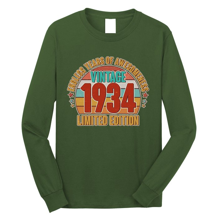 Vintage 1934 Endless Years Of Awesomeness Limited Edition 90th Birthday Long Sleeve Shirt