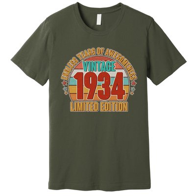 Vintage 1934 Endless Years Of Awesomeness Limited Edition 90th Birthday Premium T-Shirt