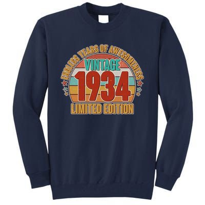 Vintage 1934 Endless Years Of Awesomeness Limited Edition 90th Birthday Tall Sweatshirt