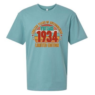 Vintage 1934 Endless Years Of Awesomeness Limited Edition 90th Birthday Sueded Cloud Jersey T-Shirt