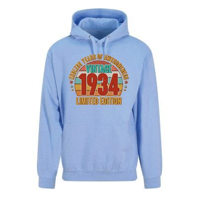 Vintage 1934 Endless Years Of Awesomeness Limited Edition 90th Birthday Unisex Surf Hoodie