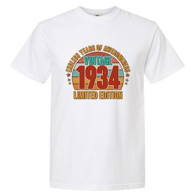 Vintage 1934 Endless Years Of Awesomeness Limited Edition 90th Birthday Garment-Dyed Heavyweight T-Shirt