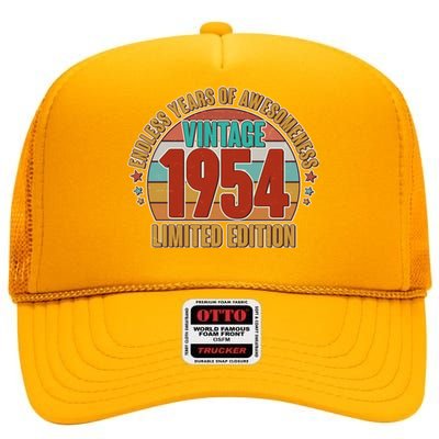 Vintage 1954 Endless Years Of Awesomeness Limited Edition 70th Birthday High Crown Mesh Back Trucker Hat