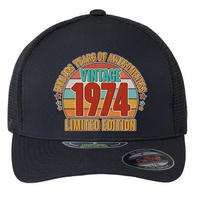 Vintage 1974 Endless Years Of Awesomeness Limited Edition 50th Birthday Flexfit Unipanel Trucker Cap