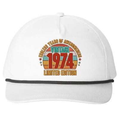 Vintage 1974 Endless Years Of Awesomeness Limited Edition 50th Birthday Snapback Five-Panel Rope Hat