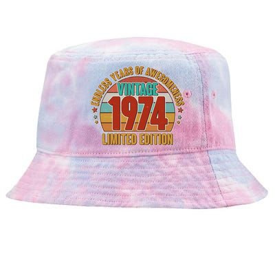 Vintage 1974 Endless Years Of Awesomeness Limited Edition 50th Birthday Tie-Dyed Bucket Hat