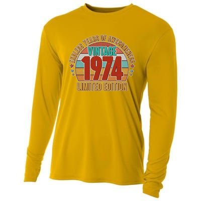 Vintage 1974 Endless Years Of Awesomeness Limited Edition 50th Birthday Cooling Performance Long Sleeve Crew