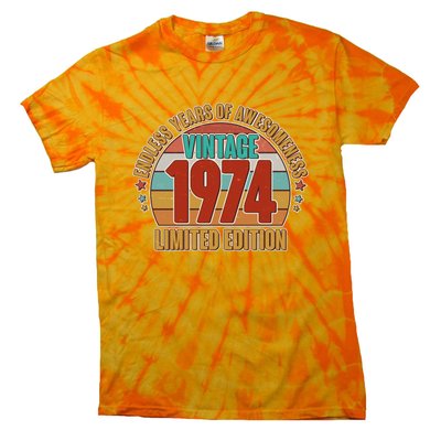 Vintage 1974 Endless Years Of Awesomeness Limited Edition 50th Birthday Tie-Dye T-Shirt