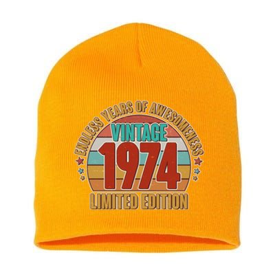 Vintage 1974 Endless Years Of Awesomeness Limited Edition 50th Birthday Short Acrylic Beanie