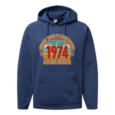 Vintage 1974 Endless Years Of Awesomeness Limited Edition 50th Birthday Performance Fleece Hoodie