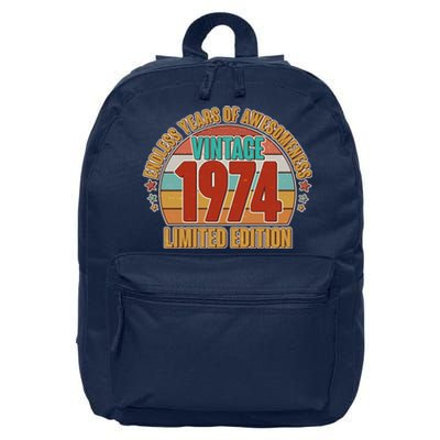 Vintage 1974 Endless Years Of Awesomeness Limited Edition 50th Birthday 16 in Basic Backpack