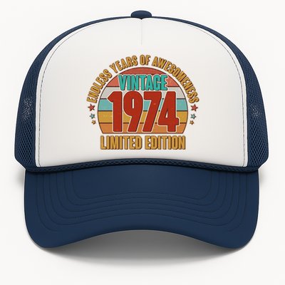 Vintage 1974 Endless Years Of Awesomeness Limited Edition 50th Birthday Trucker Hat