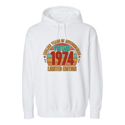 Vintage 1974 Endless Years Of Awesomeness Limited Edition 50th Birthday Garment-Dyed Fleece Hoodie