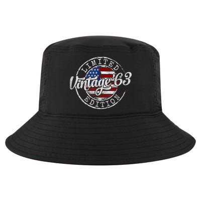 Vintage 1963 Flag Stamp 60th Birthday Gifts 60 Year Old Cool Comfort Performance Bucket Hat