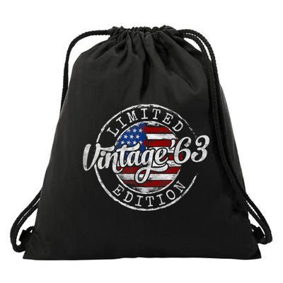 Vintage 1963 Flag Stamp 60th Birthday Gifts 60 Year Old Drawstring Bag