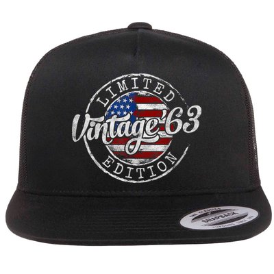 Vintage 1963 Flag Stamp 60th Birthday Gifts 60 Year Old Flatbill Hat