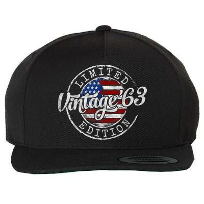 Vintage 1963 Flag Stamp 60th Birthday Gifts 60 Year Old Wool Snapback Cap