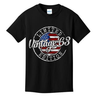 Vintage 1963 Flag Stamp 60th Birthday Gifts 60 Year Old Kids T-Shirt
