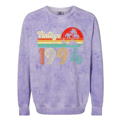 Vintage 1994 Funny 30th Birthday Gifts 30 Years Old Retro Colorblast Crewneck Sweatshirt