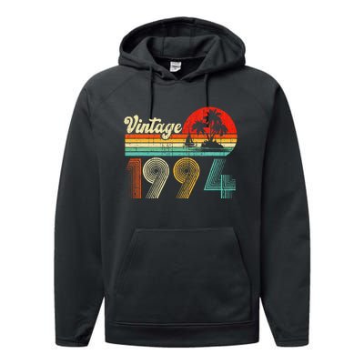 Vintage 1994 Funny 30th Birthday Gifts 30 Years Old Retro Performance Fleece Hoodie