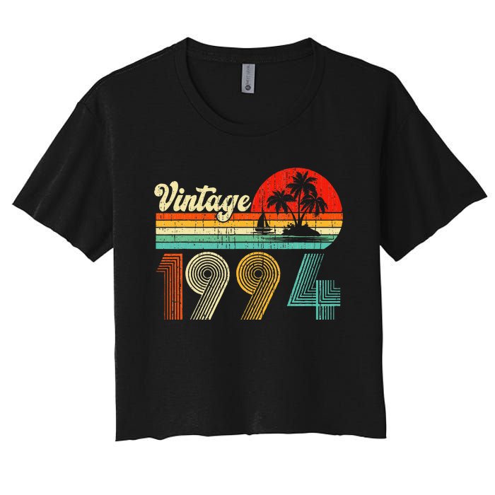 Vintage 1994 Funny 30th Birthday Gifts 30 Years Old Retro Women's Crop Top Tee