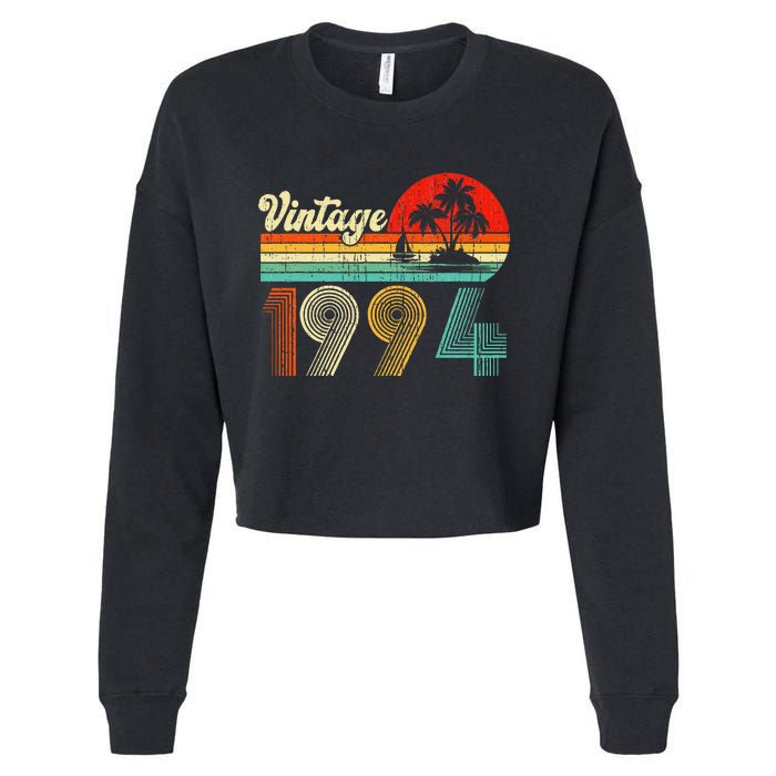 Vintage 1994 Funny 30th Birthday Gifts 30 Years Old Retro Cropped Pullover Crew