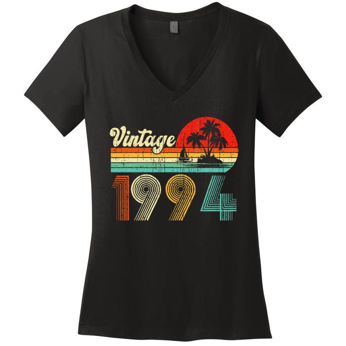 Vintage 1994 Funny 30th Birthday Gifts 30 Years Old Retro Women's V-Neck T-Shirt