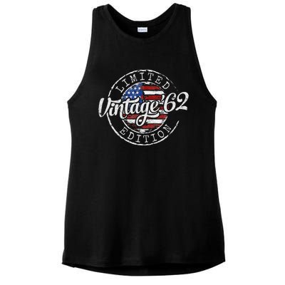 Vintage 1962 Flag Stamp 61st Birthday Gifts 61 Year Old Ladies PosiCharge Tri-Blend Wicking Tank