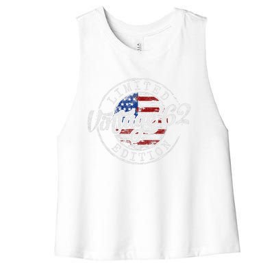 Vintage 1962 Flag Stamp 61st Birthday Gifts 61 Year Old Women's Racerback Cropped Tank