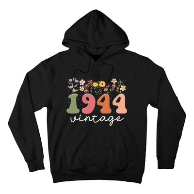 Vintage 1944 Flower 80th Birthday 80 Years Old Hoodie