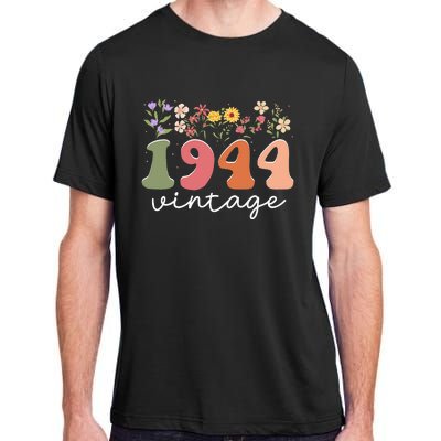 Vintage 1944 Flower 80th Birthday 80 Years Old Adult ChromaSoft Performance T-Shirt