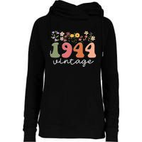 Vintage 1944 Flower 80th Birthday 80 Years Old Womens Funnel Neck Pullover Hood