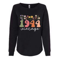 Vintage 1944 Flower 80th Birthday 80 Years Old Womens California Wash Sweatshirt