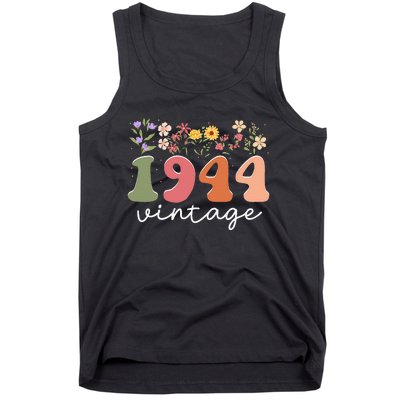 Vintage 1944 Flower 80th Birthday 80 Years Old Tank Top