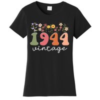 Vintage 1944 Flower 80th Birthday 80 Years Old Women's T-Shirt