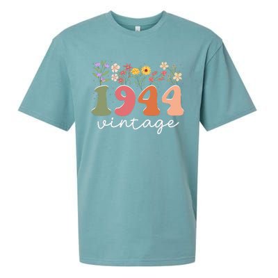 Vintage 1944 Flower 80th Birthday 80 Years Old Sueded Cloud Jersey T-Shirt