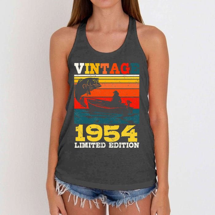 Vintage 1954 Fishing Fisherman 67 Year Old 67th Birthday Women's Knotted Racerback Tank