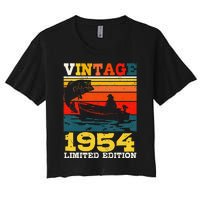 Vintage 1954 Fishing Fisherman 67 Year Old 67th Birthday Women's Crop Top Tee