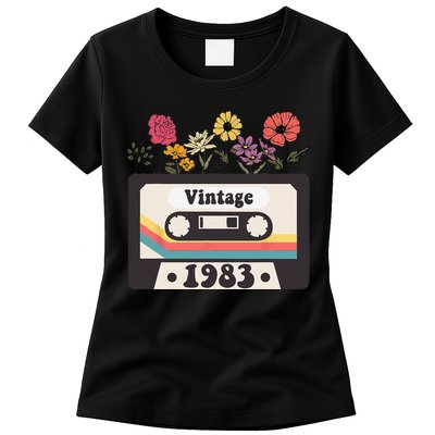 Vintage 1983 For Women Turning 40 40th Birthday Wildflower Womens T-Shirt