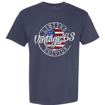 Vintage 1963 Flag Stamp 60th Birthday Gifts 60 Year Old Garment-Dyed Heavyweight T-Shirt