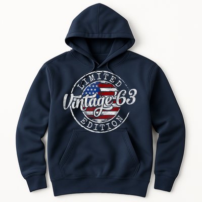Vintage 1963 Flag Stamp 60th Birthday Gifts 60 Year Old Hoodie
