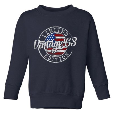 Vintage 1963 Flag Stamp 60th Birthday Gifts 60 Year Old Toddler Sweatshirt