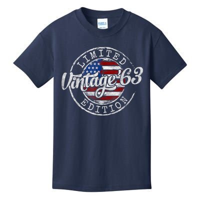 Vintage 1963 Flag Stamp 60th Birthday Gifts 60 Year Old Kids T-Shirt