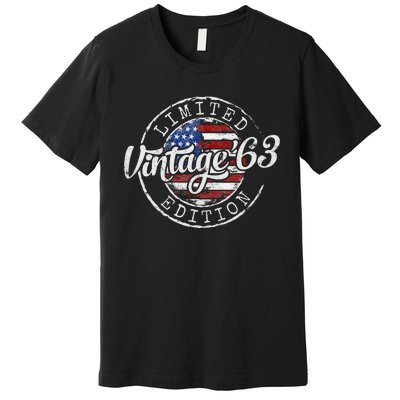 Vintage 1963 Flag Stamp 60th Birthday Gifts 60 Year Old Premium T-Shirt