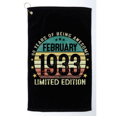 Vintage 1933 February 1933 90 Year Old 90th Birthday Gifts Platinum Collection Golf Towel