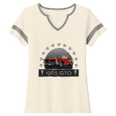 VINTAGE 1965 GTO CONVERTIBLE CLASSIC AMERICAN MUSCLE CARS Ladies Halftime Notch Neck Tee